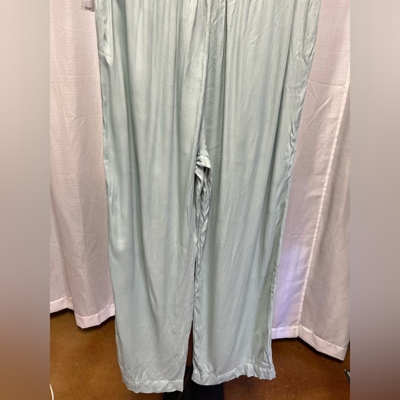 Cloth & Stone Wide Leg Pleated Satin Pant seaside mint green NWT | size Large - Picture 7 of 11